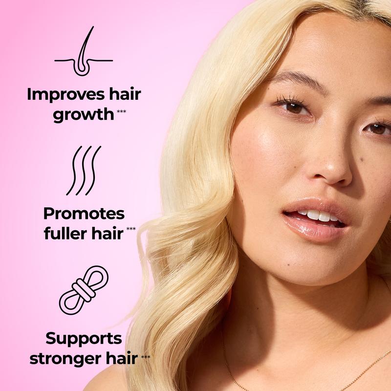 HUM Hair Strong - Daily Biotin Gummies for Hair Growth - Fo Ti, Folic Acid, Zinc, Vitamin B12 & PABA to Support Healthy Hair, Skin & Nails
