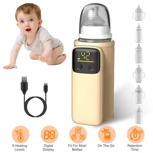 Portable Bottle Warmer with Night Light On The Go Baby Milk Warmer Milk Formula Warmer for Home Travel with 6 Heating Levels,summervibes