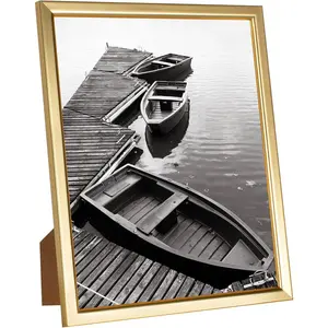 8x10 Picture Frames, Gold Photo Frames for Wall or Tabletop Display, Simple Design Glossy Finish Frame Perfect for Home Decoration, Office, Hotel and Various Ceremonies Praties