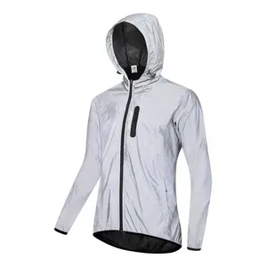 WOSAWE Outdoor Sports Motorcycle Riding Water-Resistant Full Reflective Jacket Windproof Hooded Long Sleeve Top