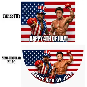 Funny Happy 4th of July Flag 250th Tespastry / Semi- Circular Flag, Patriotic Flag, Independence Day Gift Flag