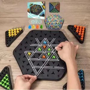 Endless Fun Triangle Chess Game, Triangle Chain Rubber Band Learning Kit, Triangle Chain Strategy Board Party Game