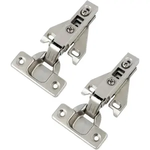 1 Pair(2 Pack) Kitchen Cabinet Hinges for Face Frame Cabinet, Concealed Cabinet Hinges Brushed Satin Nickel with Mounting Screws
