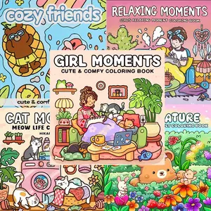 Creative Comfort 5 Book Coloring Set for Adults and Students, Perfect for Relaxation and Stress Relief, Tearable Pages for Easy Framing