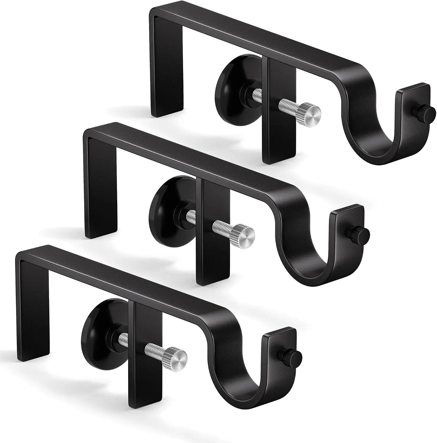 Over-Blinds Rod Brackets for Outside-Mounted Blinds, No, Fit, Set of 3, Black