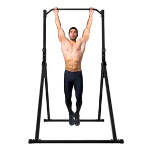 CNCEST Triangular Pull Up Station for Home Gym Strength - Carbon Steel 200kg Load Bearing Adjustable Height 1.75-2.3m Freestanding Bar with Horizontal Bar & Wrenches
