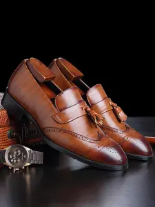 Men's Business Fashion PU Leather Fringe Design Loafers, Classic Luxury Style Slip on Formal Dress Shoes for Work Office, Male All-match Shoes for Daily Wear