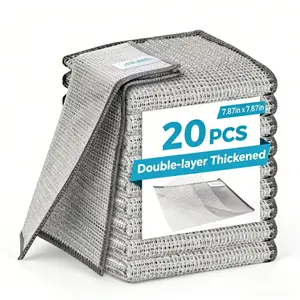 20 Pcs New Upgrade 2-Layer Metal Dish Cloth, No Scratches and No Odor, Multipurpose Wire Dishwashing Rag for Wet and Dry, Kitchen Cleaning DishRags,Sinks,Dishes,Stove Top, Dimension 7.87in x 7.87in