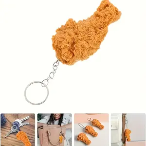 1 Novelty Fried Chicken Wing Keychain - Realistic Chicken Leg Shaped Keychain - Fun Pendant - Humorous Accessory for Women's Backpacks and Handbags - Creative Prank Gift - Plastic Realistic Pendant - Unique Bag Decoration Bag Charms