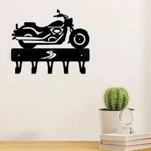 Motorcycle Design Wall Mounted Hook, 2 Counts Metal Motorcycle Wall Hook, Key Holder & Storage Organizer for Clothes, Kitchen, Bathroom, Balcony, Decor