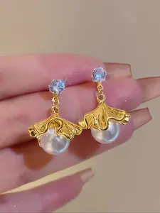 Elegant Silver Color Leaf Earrings with Faux Pearls, Perfect for Daily Wear, Dates, Vacations & Holidays, Stylish Women's Jewelry Gift