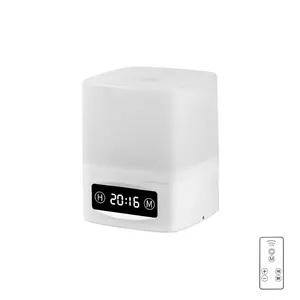 LED Night Light with Digital Clock and Remote Control, Adjustable Brightness, 3 Color Modes, Timer Function, Portable Desk Lamp for Kids and Adults
