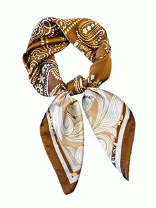 Elegant Silk Floral Scarf, Casual Soft Scarf, Floral Print Scarf, 70cm Woven Fabric, Versatile Accessory for Neck, Hairband & Belt, Perfect for Spring & Fall Fashion, Boho Style Scarf