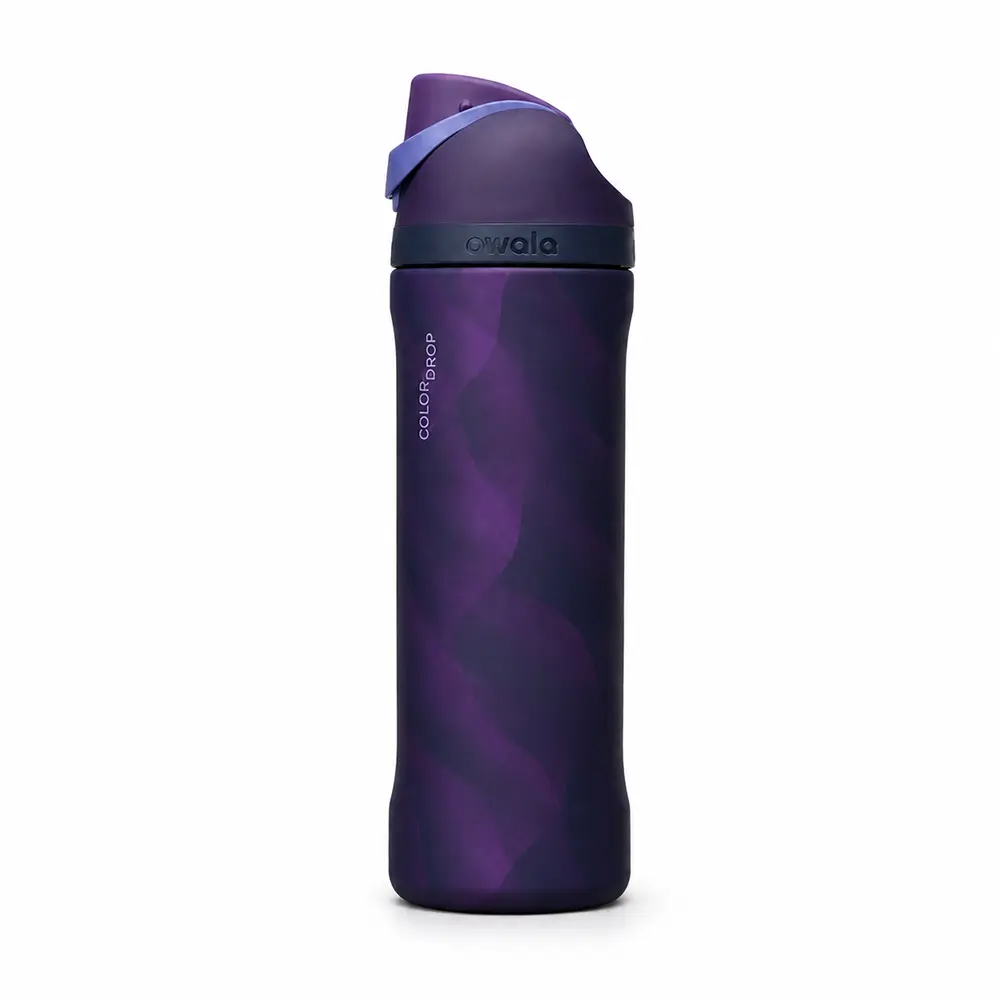 Owala “Arctic Storm” 24oz FreeSip Color Drop Stainless Steel Water Bottle – Purple Northern Lights Insulated Bottle with Built-In Straw