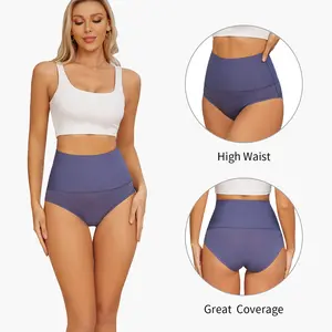 FINETOO 4Pcs  Women's Underwear High Waist Breathable Briefs Comfort  Underpants Ladies Springtok Stretch Smooth Panties 4 Pack Seamless Womenswear