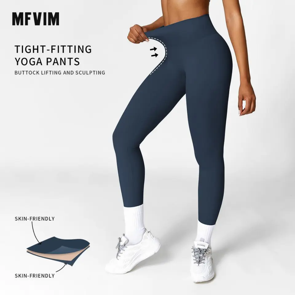 High Waist Gym Yoga Pants - Tummy Control, Side Pockets, 360° Stretch, Polyamide Blend, 4-Season Athletic Bottoms, Tight Fit Sporty Body Hugging for Running Yoga & Gym Workouts