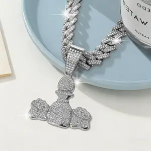 Fashion Metal Money Bag Pendant Neck Chain Classic Retro Cuban Link Design Hip Hop Streetwear Accessory Lightweight Daily Wear Jewelry Perfect for Dating Gathering and Everyday Styling Decoration