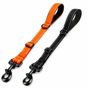 Adjustable Short Dog Leash for Medium & Large Dogs, 15.4–19.3 in Close Control Dog Leash with Reflective Stitching, Spring-Loaded 360° Swivel Metal Hook, Comfort Loop Handle for Walking, Training, Traffic & Tight Spaces