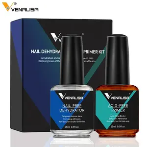 VENALISA Gel Nail Polish, 2Pcs 15ML Acid-Free Nail Dehydrator and Primer Set Natural Nail Prep Dehydrate Nail Gel Polish Nail Art Starter Manicure Salon DIY at Home