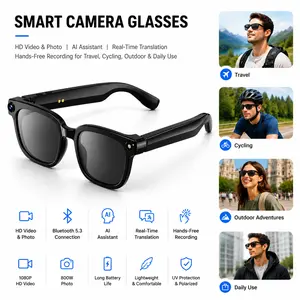 Smart Camera Glasses with HD Video & Photo, Bluetooth Wearable Glasses, AI Assistant, Real-Time Translation, Hands-Free Recording for Travel, Cycling, Outdoor Adventures & Daily Use # SummerVibesc