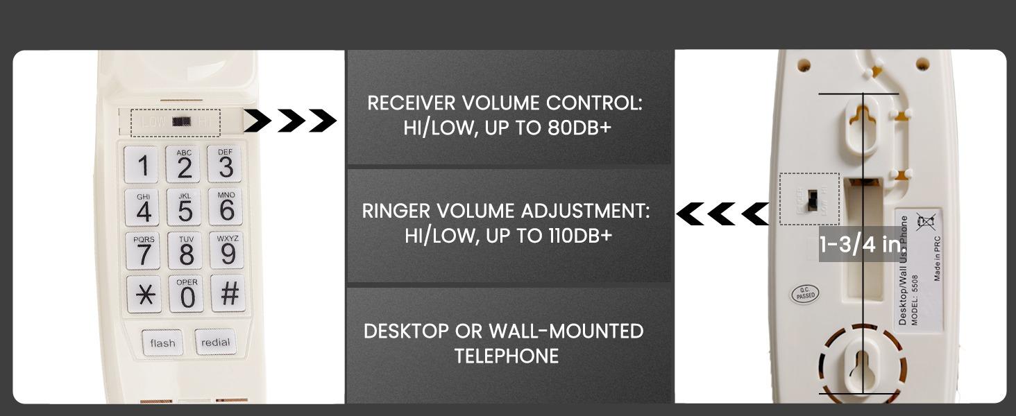 Landline Phones for Home, Corded Phone Requires No Power, Vintage Princess Phone Features Backlit Buttons, Works During Power Outages, Volume Control, Retro Wall Phone - Beige Telephone