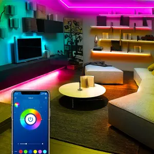 DAYBETTER 130ft Led Light for Bedroom,Music Sync RGB Color Changing Strip Lights with APP and 24 Key Remote Control, Perfect for Indoor Decor(2 Rolls of 65.6ft)