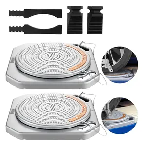 Heavy Duty Steel Wheel Alignment Turn Plates, 2 PCS, 2-t Capacity per Plate, Brass Dial Measurements, 360-Degree Rotating Turntable Tool with Transition Ramp & Thrust Block for Cars, SUVs
