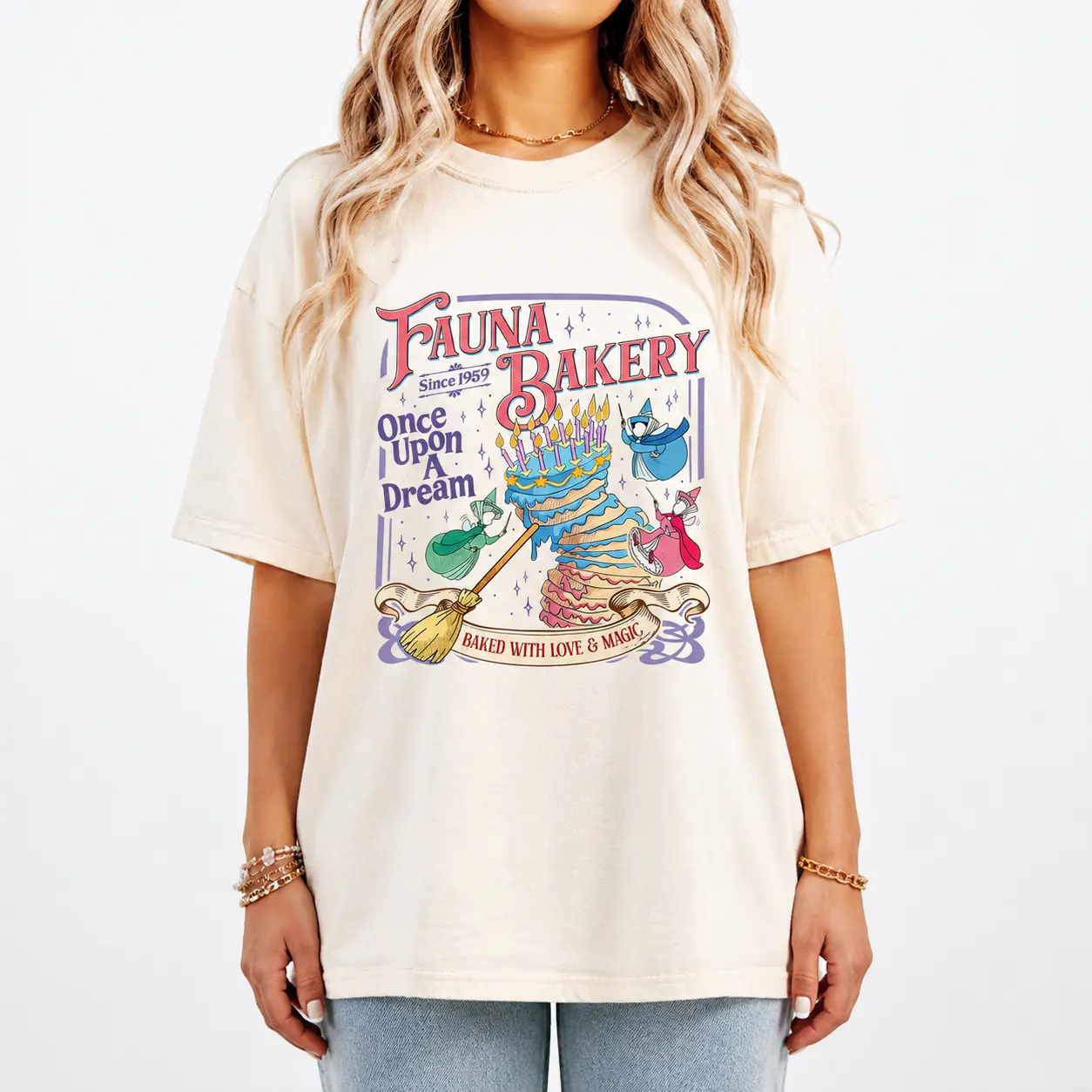 Retro Sleeping Beauty Fauna Bakery Comfort Colors Shirt, Baked With Love And Magic Tee, Aurora Princess Gift