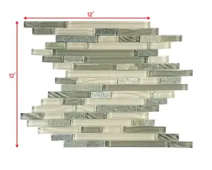 ABOLOS UNB LNR-SG Shell Gray 12 in. x 12 in. Linear Glass and Stone Mosaic Wall Pool Tile (11.22 sq.ft/Case)