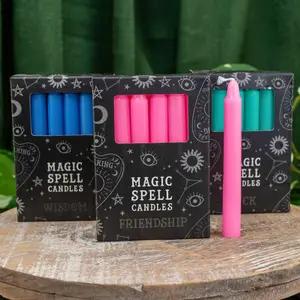 Down to Earth Chime Candles - Set of 12 Colorful Candles with Decorative Packaging for Ritual Altar Candles