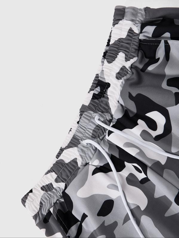 Men's Casual Military Camo Pants, Thorn Print Loose-Fit Drawstring Wide Leg, All-Season Comfortable Fabric, Perfect for Daily Wear