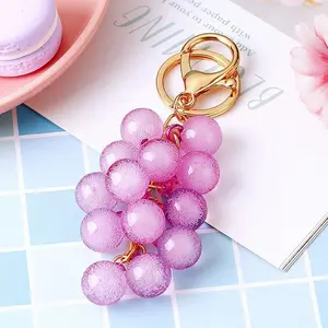 Jelly grape pattern car key chain, cute and creative female bag pendant, key chain ring, business small pendant -HN331-14