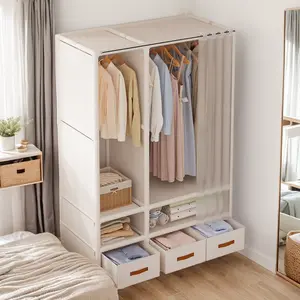 Clothes Storage Wardrobe Assemble Simple Non-Woven Bedroom Cabinet for Home Dorm