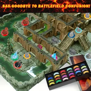 Durable RPG Game Accessories Kit - 96 Acrylic Status Effect Condition Rings, 24 Silicone RPG Markers with Storage Box, Festive Party Gift for Teens (14+ Years Old)