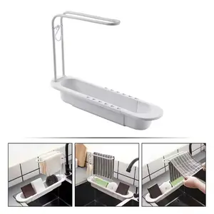 Expandable Telescopic Sink Rack Storage Organizer, Space-Saving Design for Kitchen & Bathroom Use, Durable & Versatile Solution