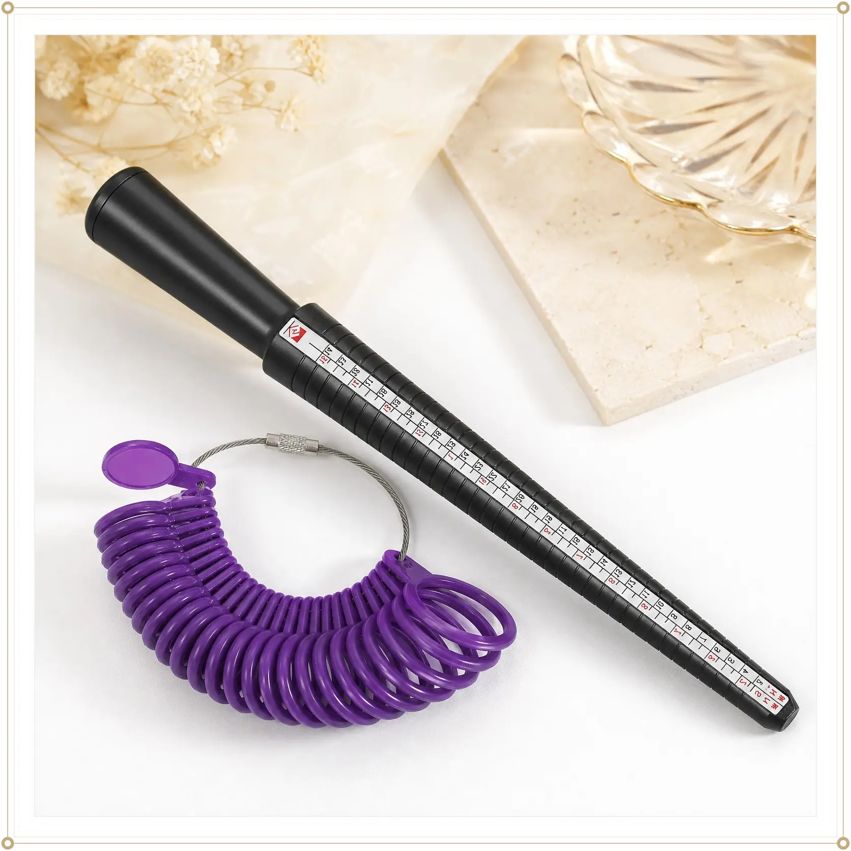 Professional Ring Stick Kit - Ring Mandrel Sizer Stick with Ring Sizer Guage,Wedding Finger Size Measurement Jewelers Wire Rings Making Tool