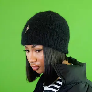 Black Mohair Knitted Skully