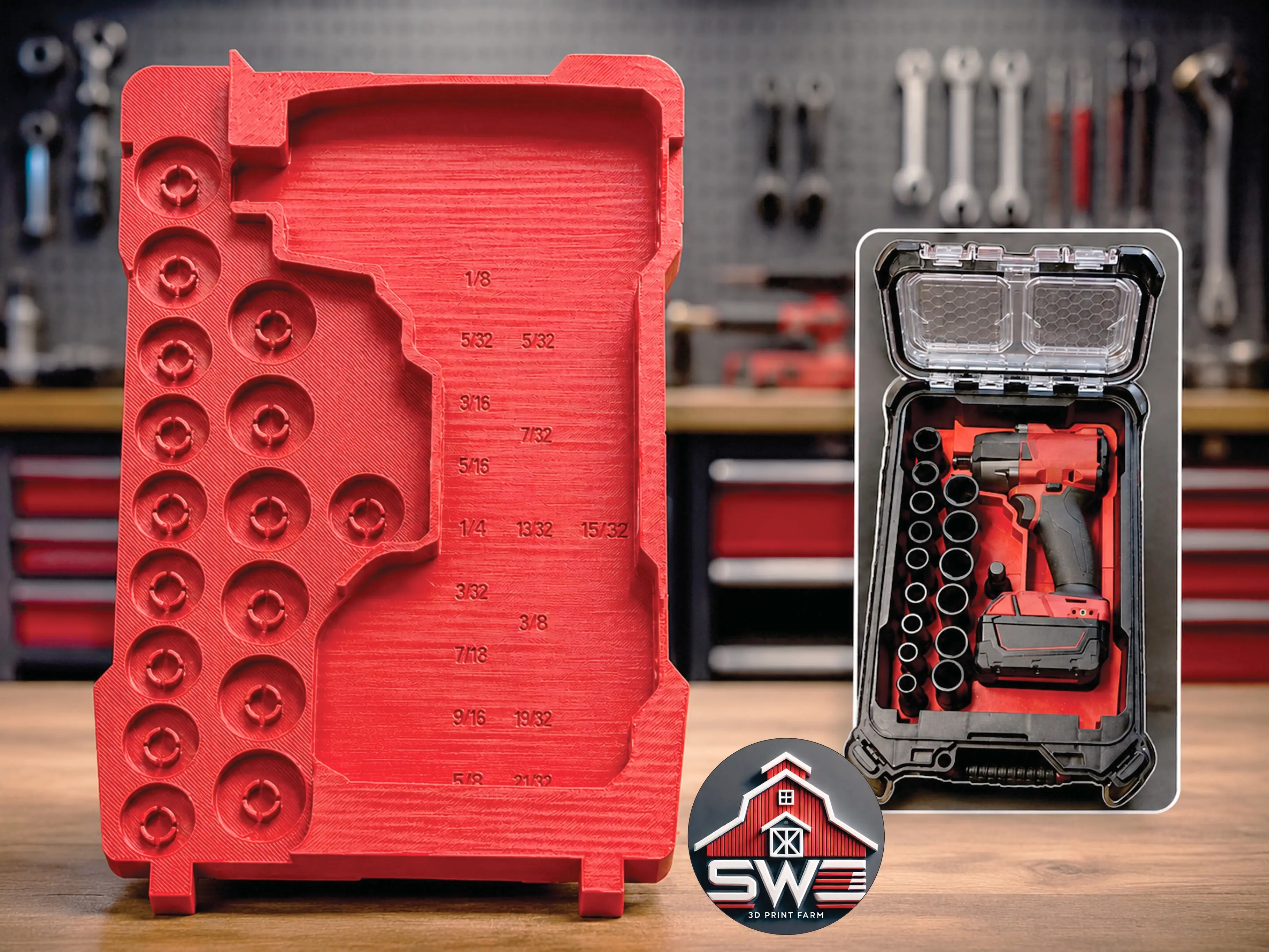 M18 FUEL Mid-Torque 1/2 in Impact Wrench 2962-20 & Impact Socket Insert Organizer for Milwaukee Packout 48-22-8435