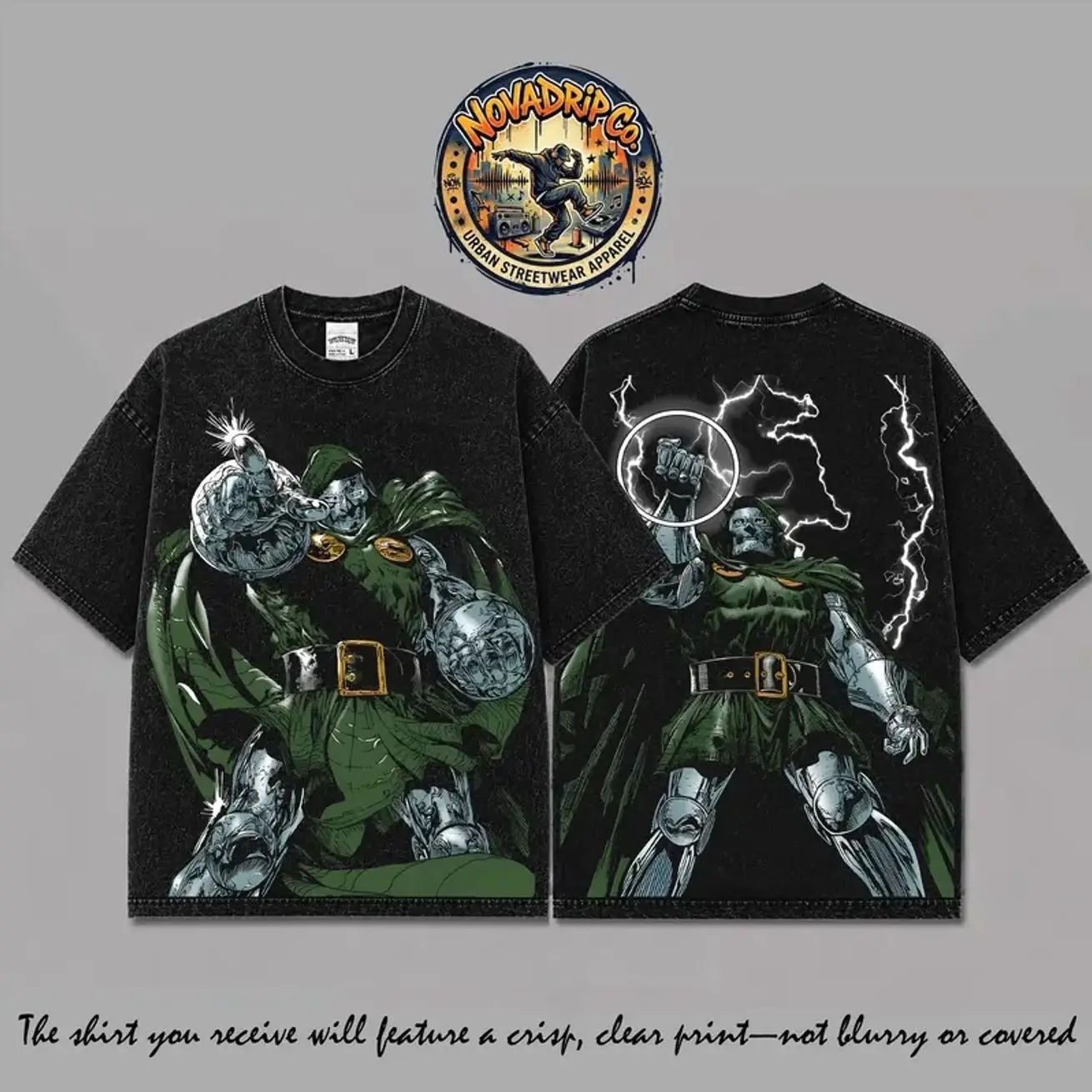 Doctor Doom Vintage Oversized Washed Tshirt, Comic Book Villain Shirt, Retro Supervillain Streetwear Apparel, Unisex Cotton Tee, Dark Fantasy Character Gift For Fans,quote