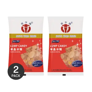 2 Pack SOUTH WORD BRAND Traditional Yellow Rock Sugar, 400g Each - Premium Single Crystal Candy Sugar for Cooking & Baking