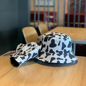 Fisherman's Hat Summer Cow Print Pattern Festival Sun Hat Bucket Hat Cotton
