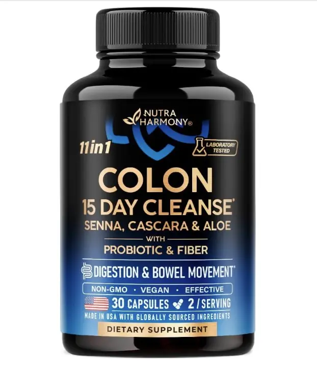 Colon Cleanse - 15 Day Cleanse for Women & Men - Senna | Cascara | Garcinia Cambogia | Probiotics & Fiber - Digestion & Detox - Debloating & Bowel Movement - Natural & Vegan - 30 Capsules