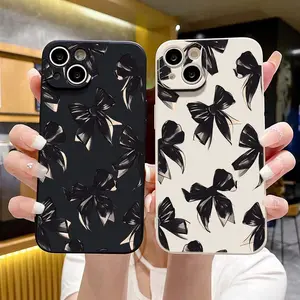 Black Elegant Bow Pattern TPU Phone Case for IPhone16/16Plus/16Pro/16Pro Max, IPhone15 /15Plus/15Pro/15Pro Max, IPhone14/14Plus/14Pro/14Pro Max, IPhone13/13Pro/13Pro Max, IPhone12/12Pro/12Pro Max, IPhone 11/11Pro/11Pro Max Series