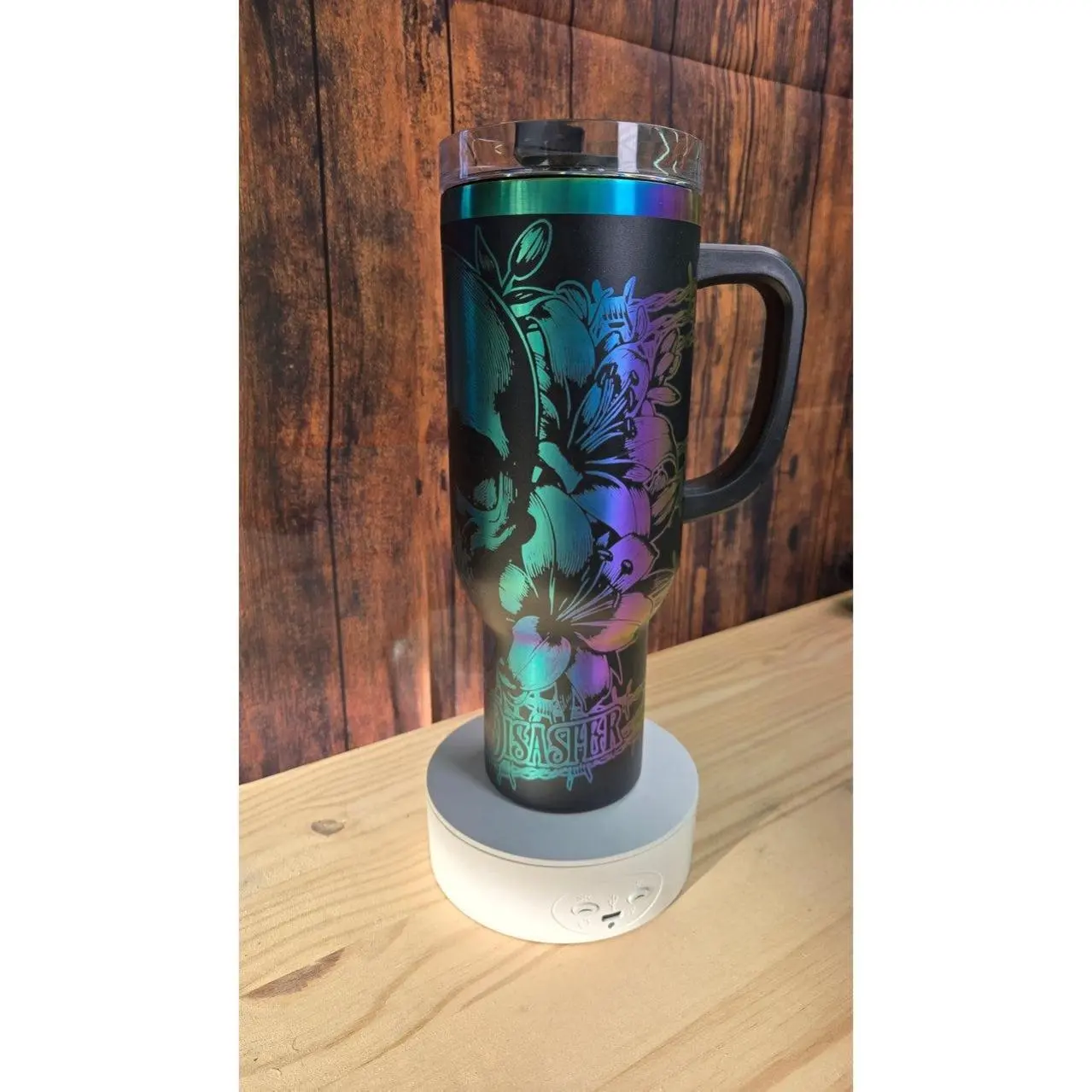 Beautiful Disaster 40oz Tumbler - Stainless Steel with Skull & Flowers Engraving, Leak-Proof Lid, Portable Mug - Water Bottles, Flasks, Bottled, Drinkware custom laser engraved