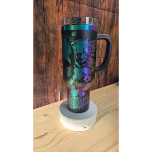 Beautiful Disaster 40oz Tumbler - Stainless Steel with Skull & Flowers Engraving, Leak-Proof Lid, Portable Mug - Water Bottles, Flasks, Bottled, Drinkware custom laser engraved