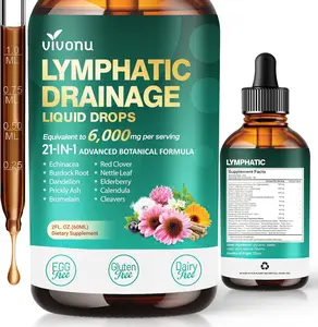 21-in-1 Lymphatic Drainage Drops for Liposomal, Immune & Lymph System Support Supplement for Women & Men with Echinacea, Dandelion, Burdock, Bromelain, Calendula, Turmeric & More, 2 FL OZ