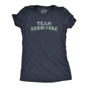 Womens Team Herbivore T Shirt Funny Vegetarian Vegan Lifestyle Tee for Ladies Funny Womens T Shirts Cute Vintage Fashion Casual Ladies T-Shirt Gift Sarcastic Tops for Women Funny Food Top Women's Novelty Tees Navy -