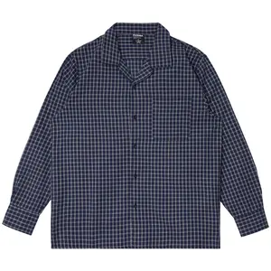 TEXTURED FLANNEL BUTTON-UP -  NAVY