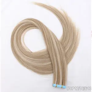 Blonde Tape in Bio Synthetic Hair Extensions 20pcs 24inch 50gram Heat Resistant Fiber Straight Seamless PU Skin Weft Tape Ins