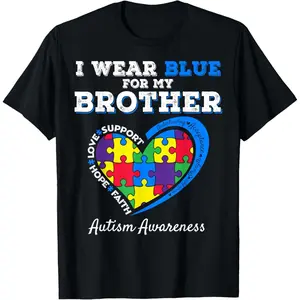 I Wear Blue For My Brother Autism Awareness Sister Kids Boys T-Shirt